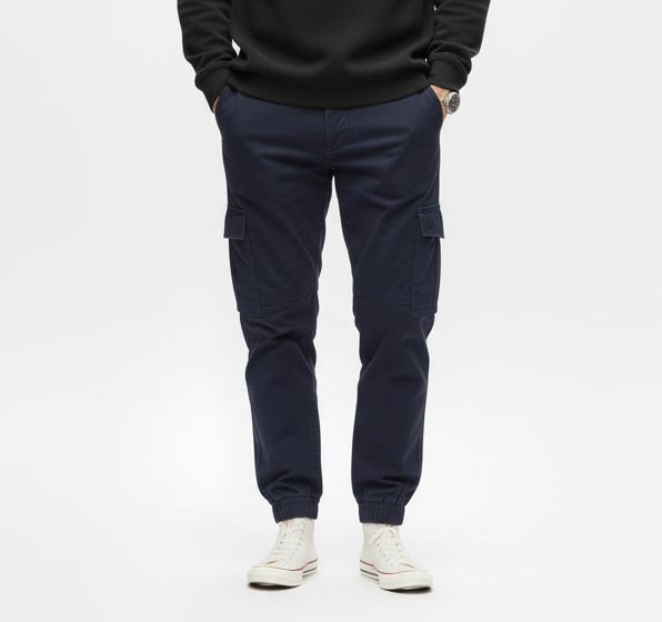 6 POCKET ELASTIC CARGO PENTS ELASTIC BOTTOM (GREEN)