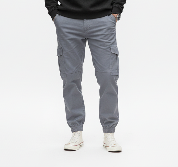 6 POCKET ELASTIC CARGO PENTS ELASTIC BOTTOM (GREEN)