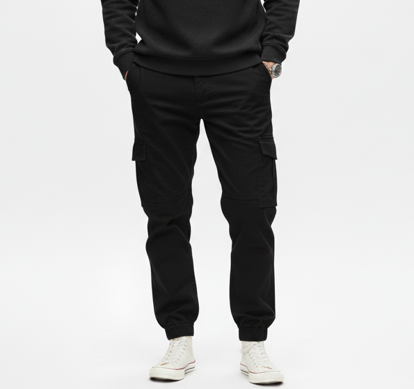 6 POCKET ELASTIC CARGO PENTS ELASTIC BOTTOM (GREEN)